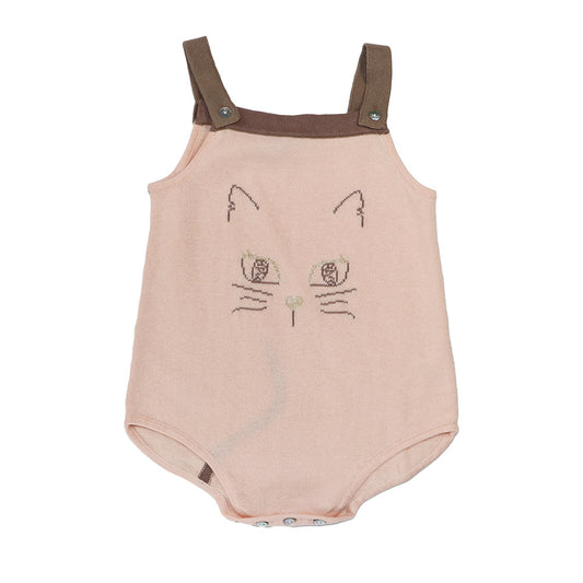 I Love Gorgeous Shell Pink Cotton Baby Cat Suit Romper