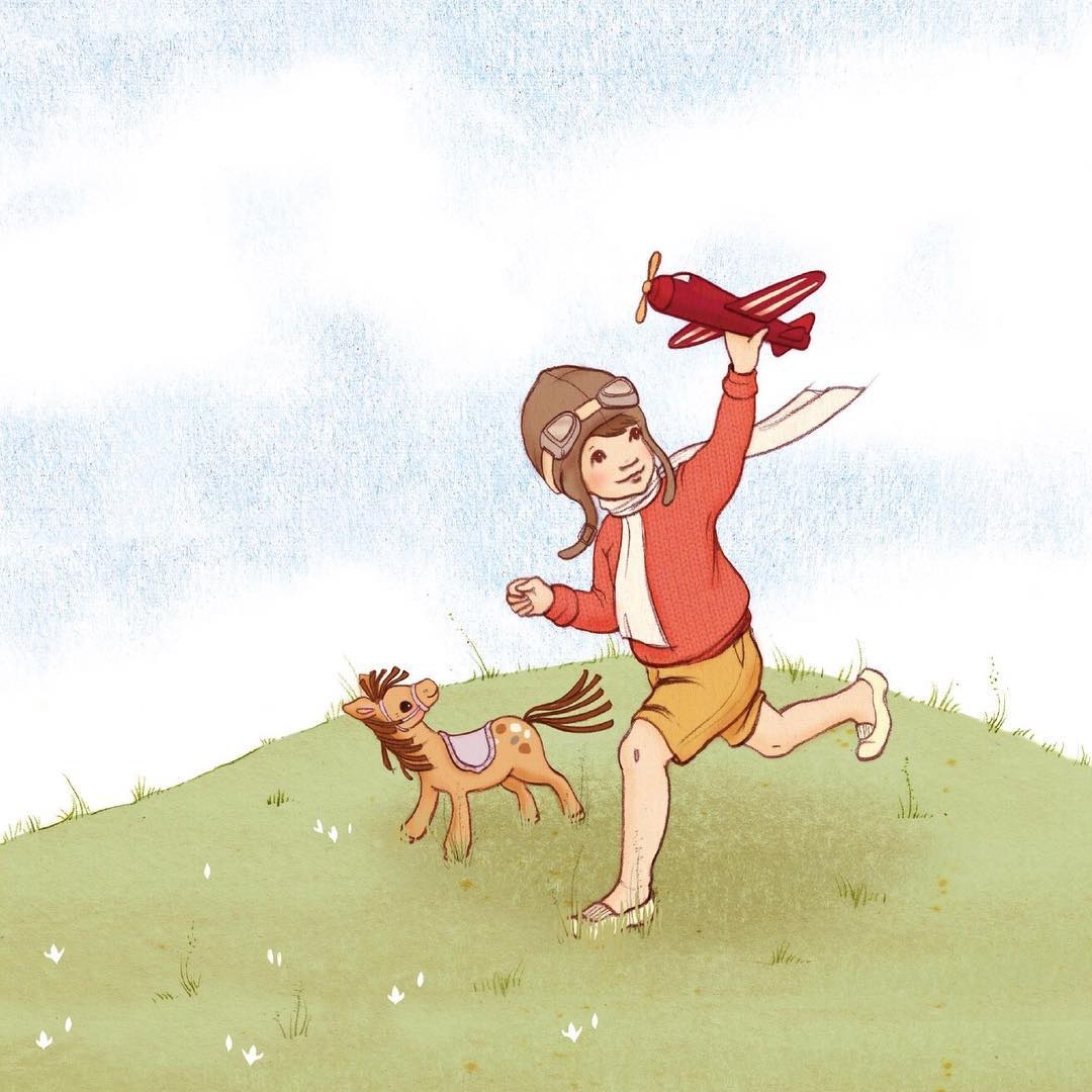 Signed Belle & Boo Little Aviator Cotton Fine Art Print