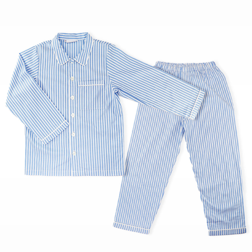 Rachel Riley Boys Blue Striped Long Cotton Pyjama Set