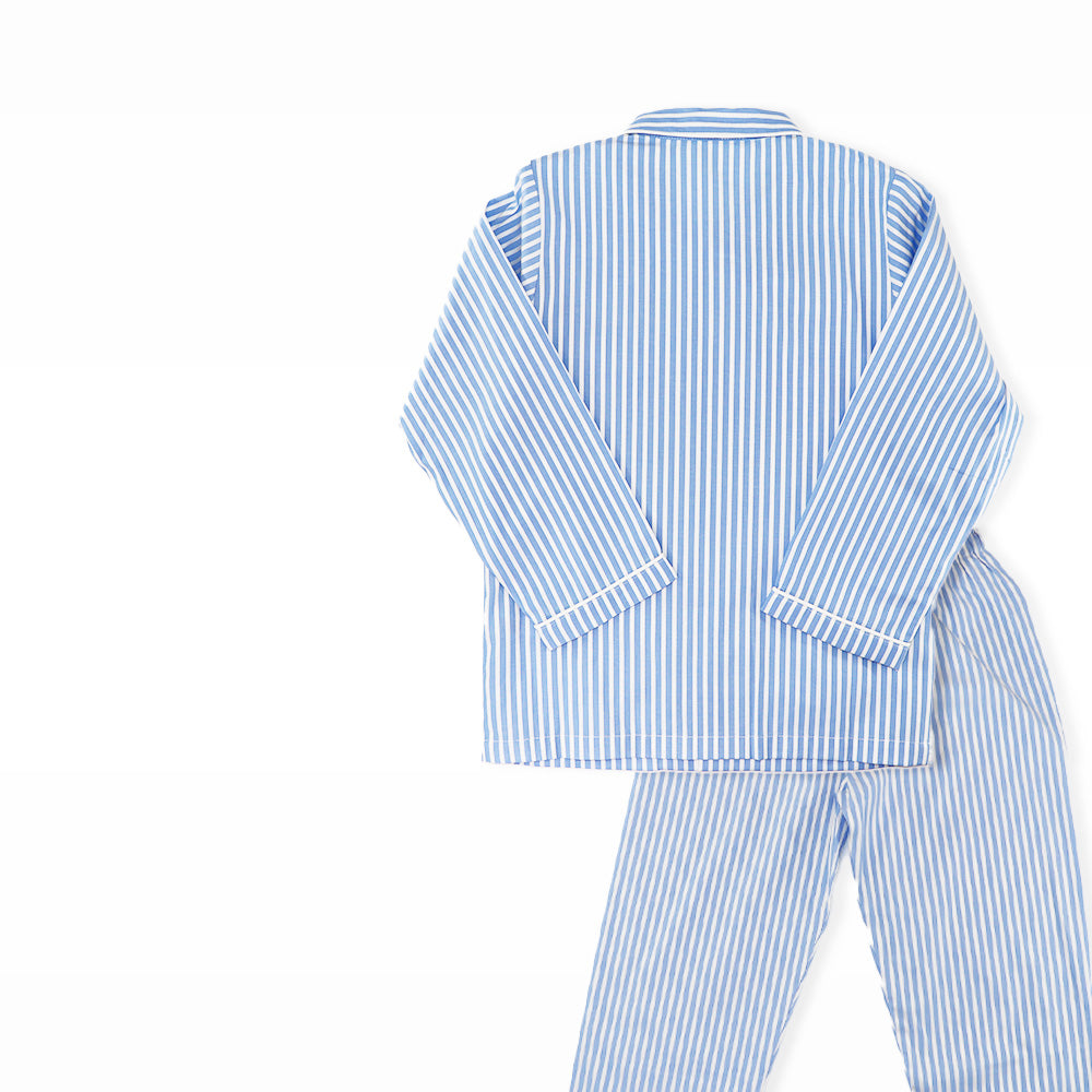 Rachel Riley Boys Blue Striped Long Cotton Pyjama Set