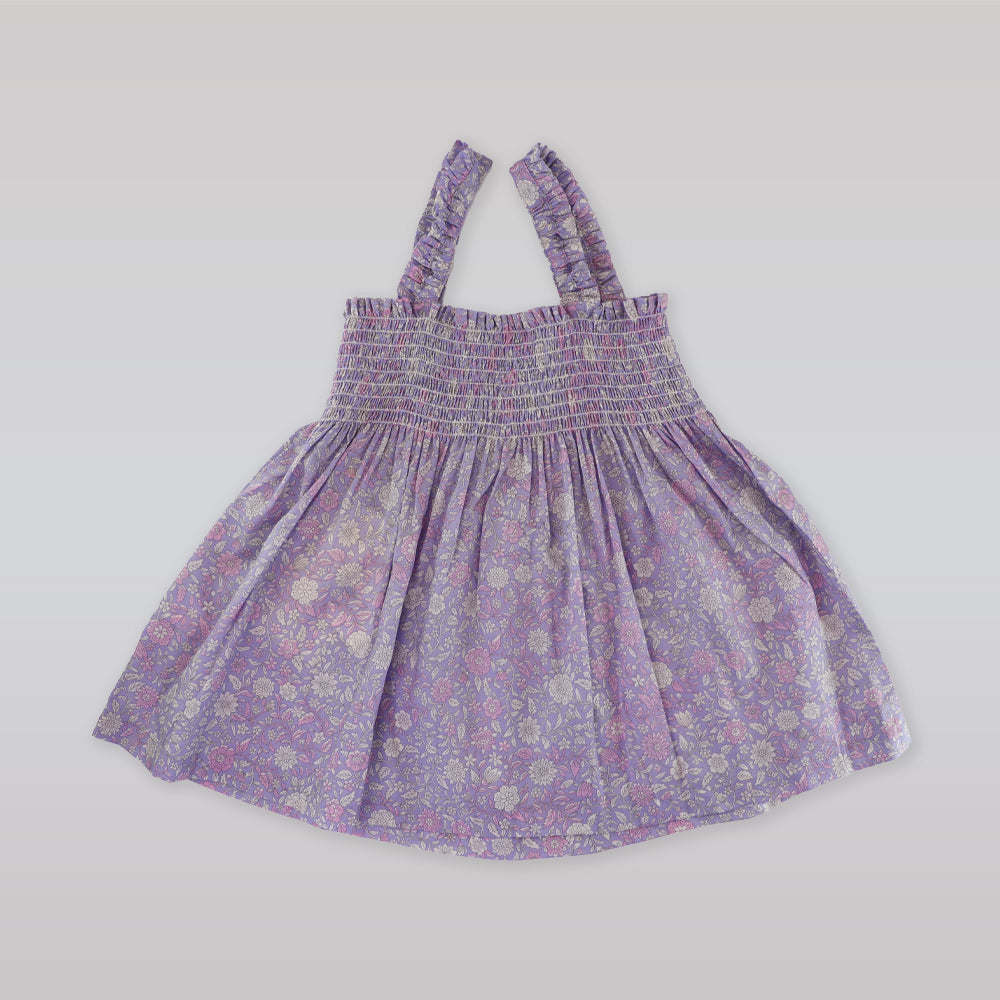 Rachel Riley Girls Floral Ruched Cotton Pyjamas in Lilac