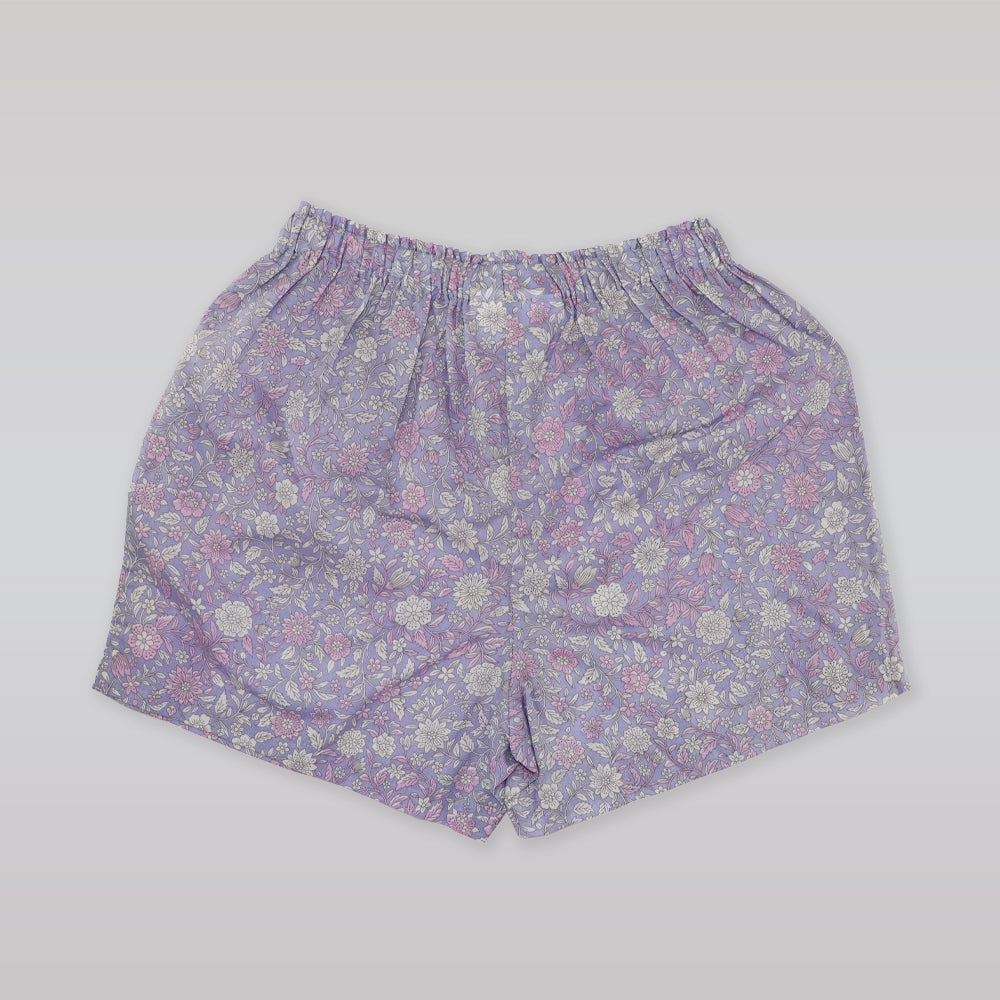Rachel Riley Girls Floral Ruched Cotton Pyjamas in Lilac