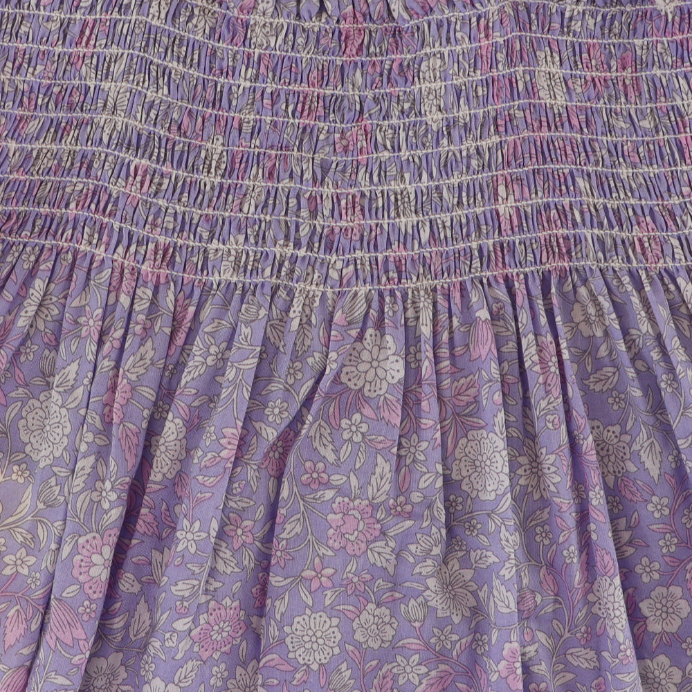 Rachel Riley Girls Floral Ruched Cotton Pyjamas in Lilac