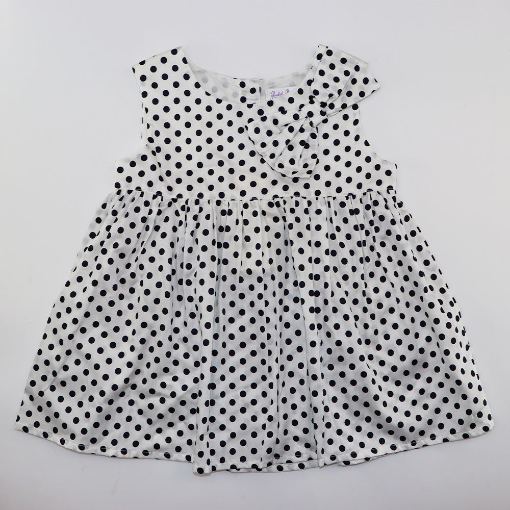 Rachel Riley Navy and Ivory Polka Dot Baby Doll Top