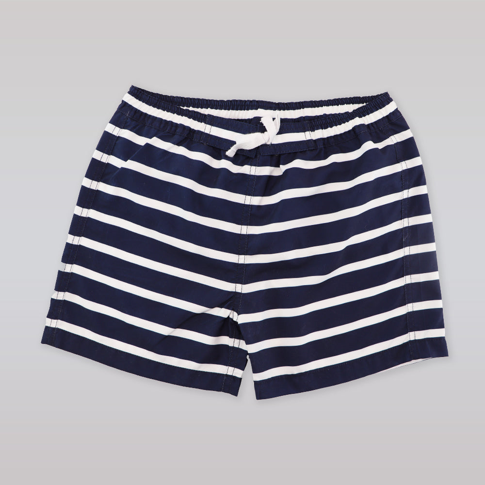 Rachel Riley Boys Navy Striped Swim Trunks for Summer Fun