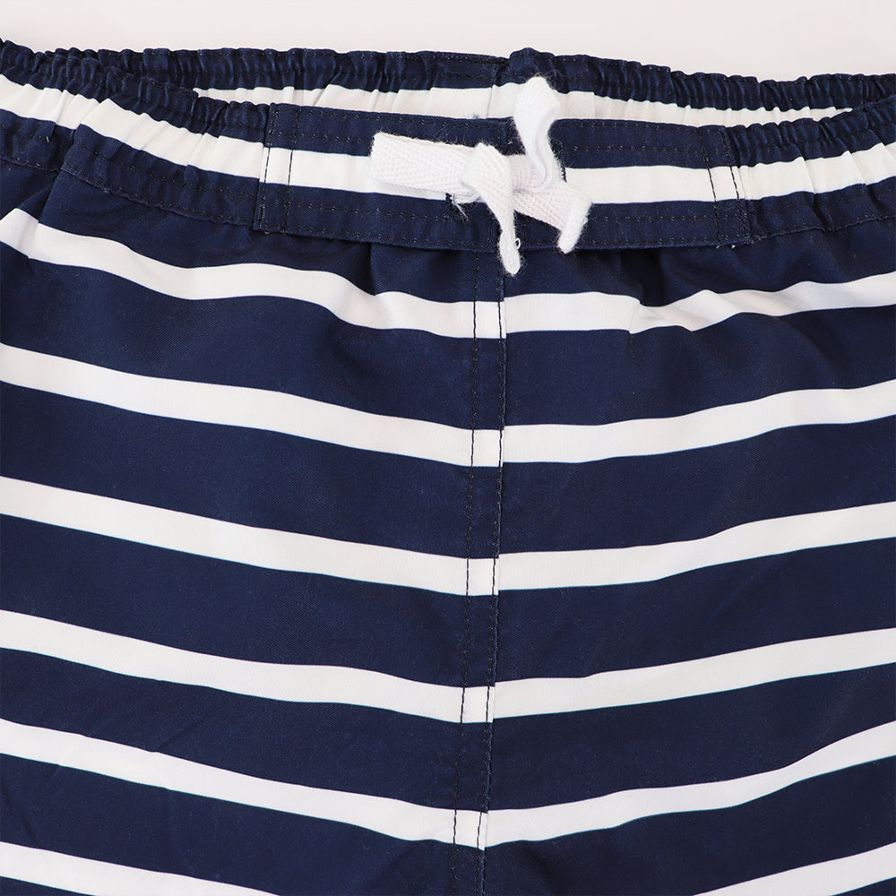 Rachel Riley Boys Navy Striped Swim Trunks for Summer Fun