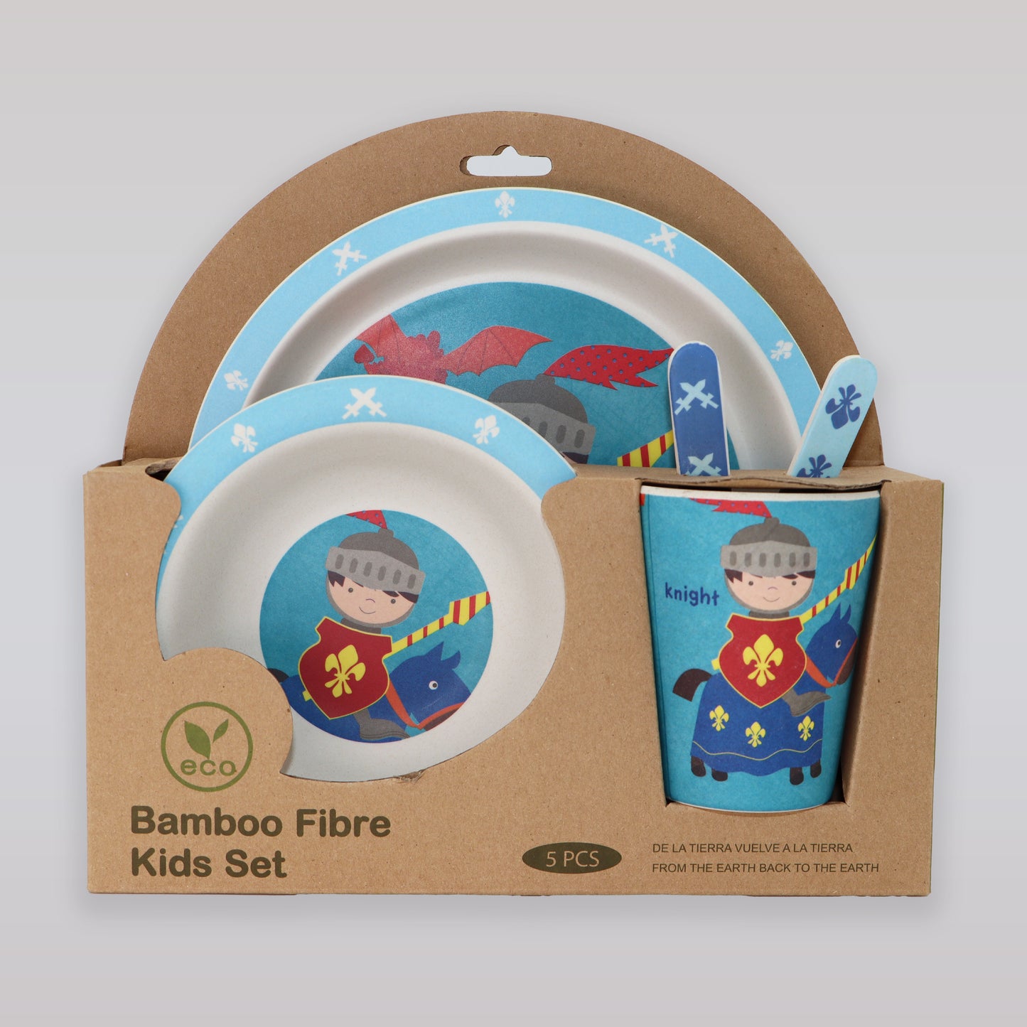 Pasito a Pasito Bamboo Knight Castle Dragon Children Dining Set 5-Piece