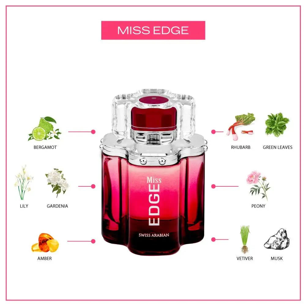 Swiss Arabian Miss Edge Eau de Parfum 100ml Floral Fragrance for Women