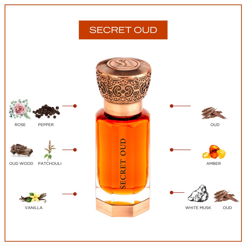 Swiss Arabian Secret Oud Concentrated Perfume Oil with Rose and Amber