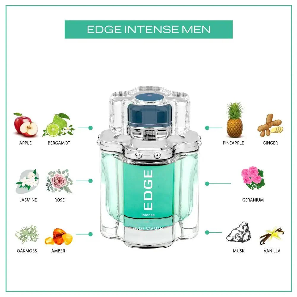 Swiss Arabian Edge Intense Eau de Parfum Long Lasting Men's Fragrance