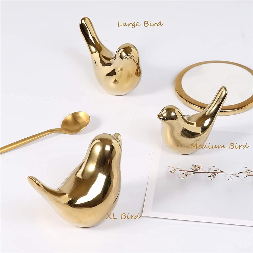 ELECDON Golden Ceramic Bird Figurines