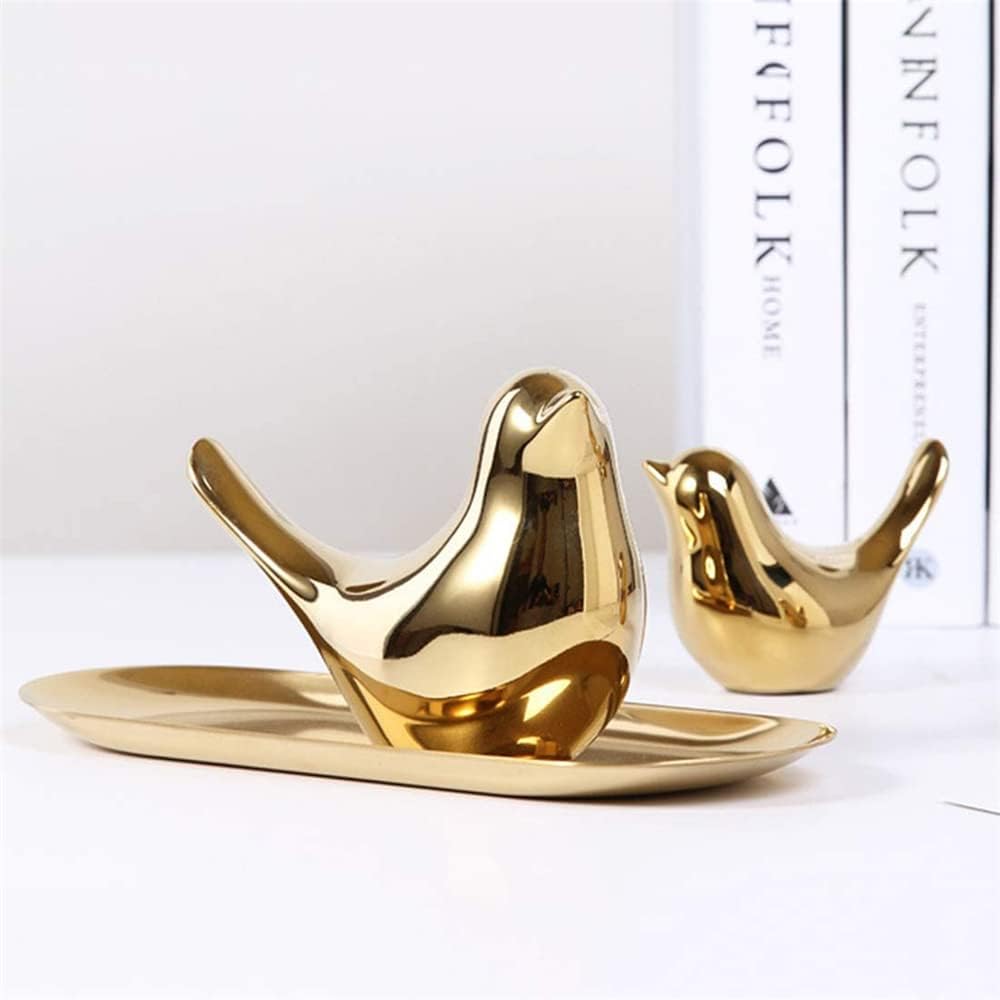 ELECDON Golden Ceramic Bird Figurines