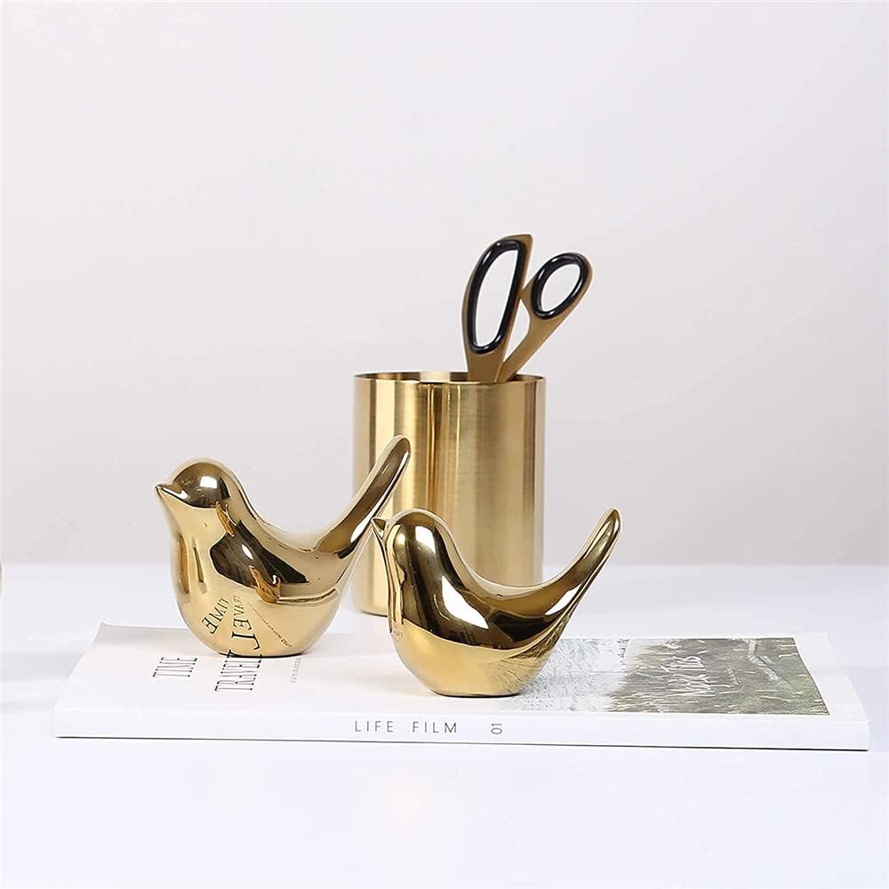 ELECDON Golden Ceramic Bird Figurines