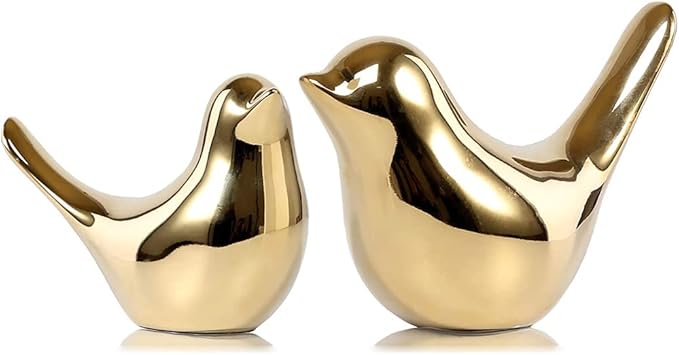 ELECDON Golden Ceramic Bird Figurines