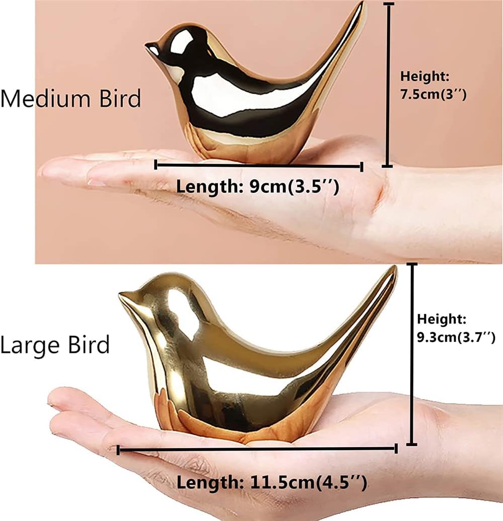 ELECDON Golden Ceramic Bird Figurines