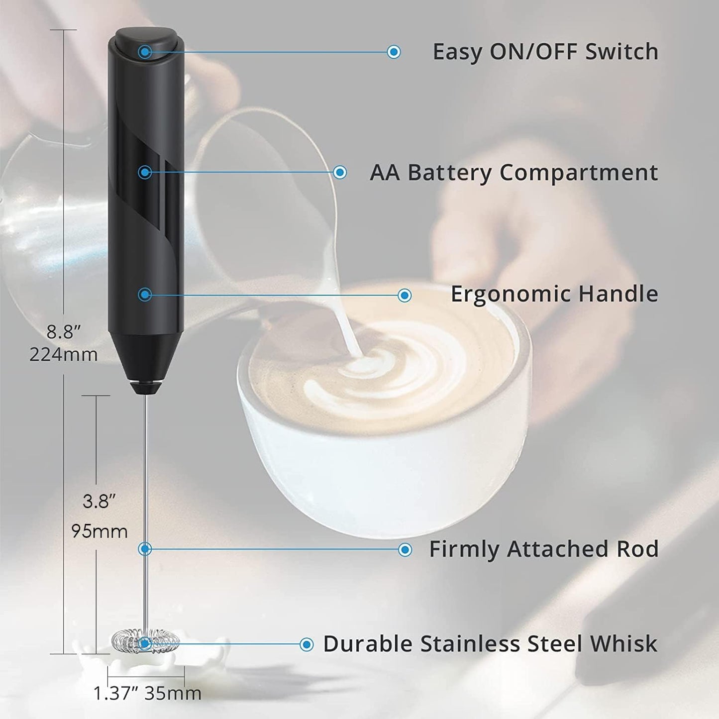 AMLINK Milk Frother Handheld, Electric Frothers, Coffee Frother Mini Whisk