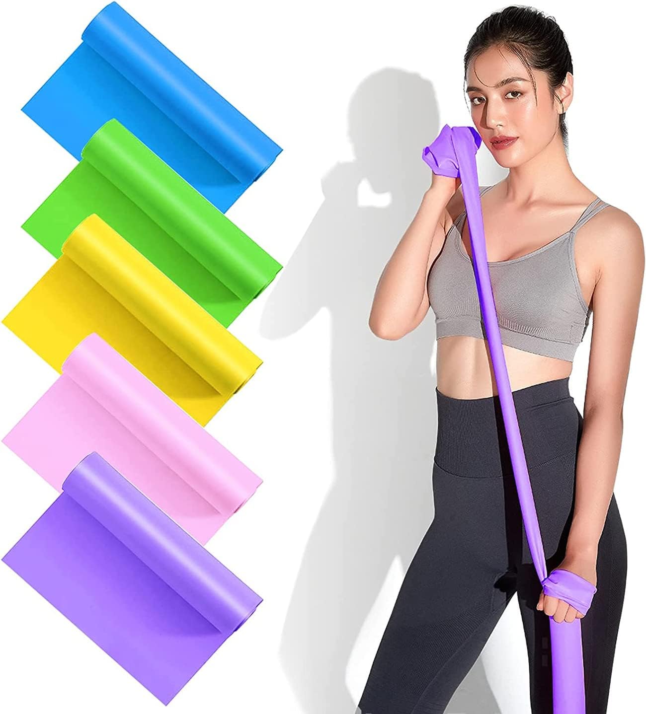 SKY-TOUCH Latex Resistance Exercise Band 5Pc
