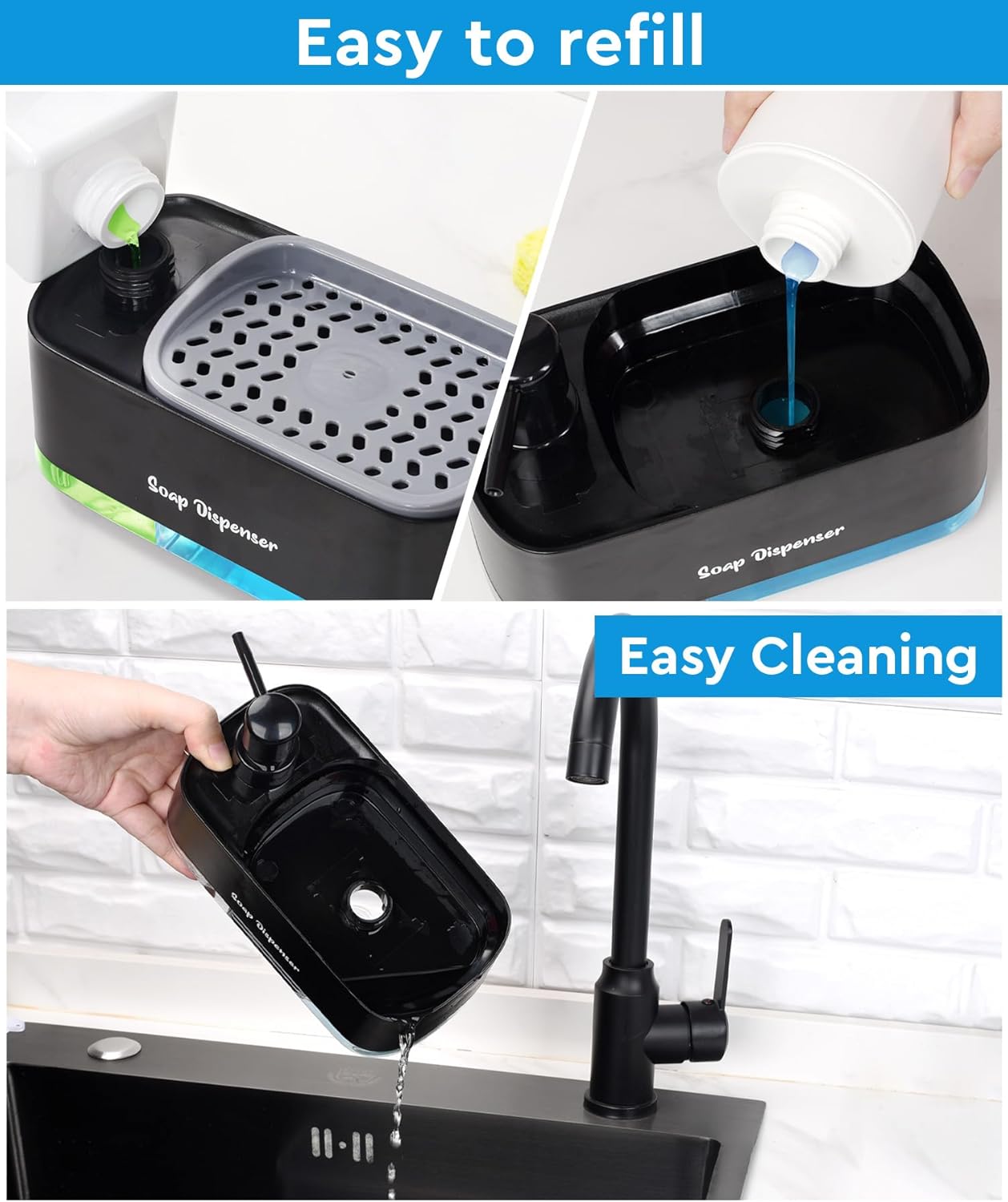 Bestseek Hand and Dish Soap Dispenser Set for Kitchen