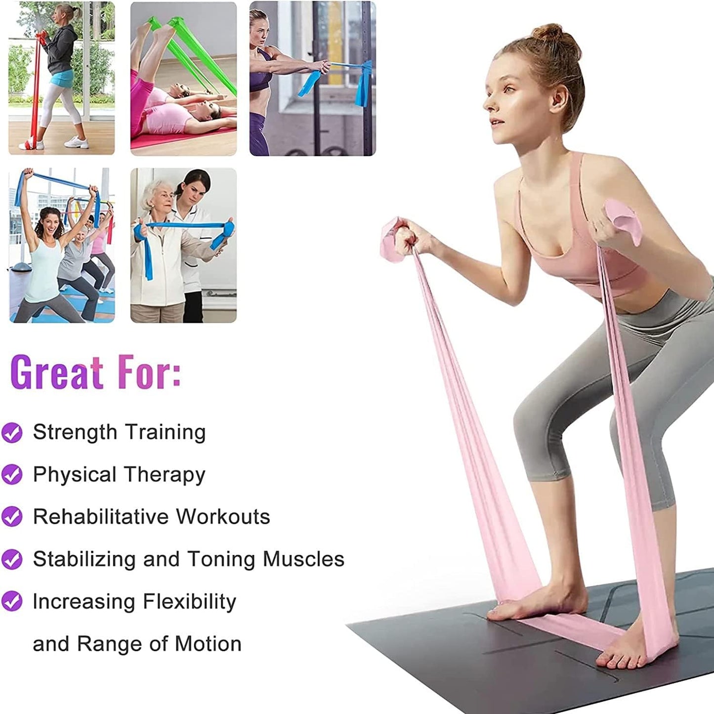 SKY-TOUCH Latex Resistance Exercise Band 5Pc