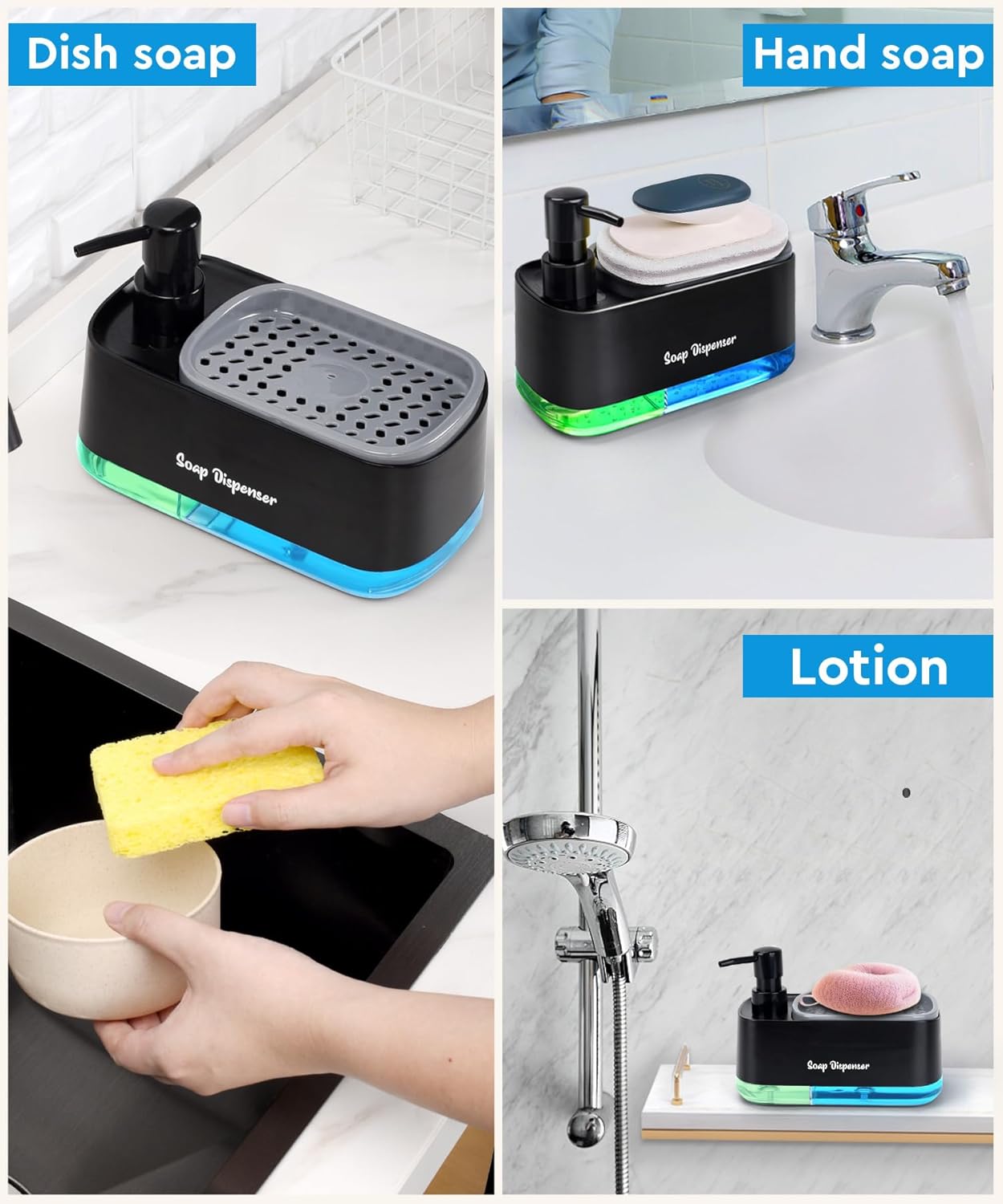Bestseek Hand and Dish Soap Dispenser Set for Kitchen