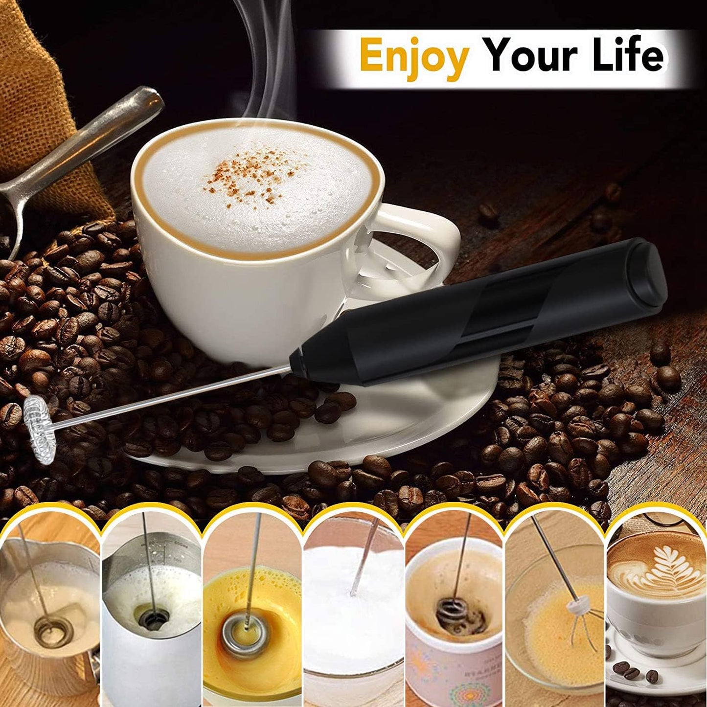 AMLINK Milk Frother Handheld, Electric Frothers, Coffee Frother Mini Whisk