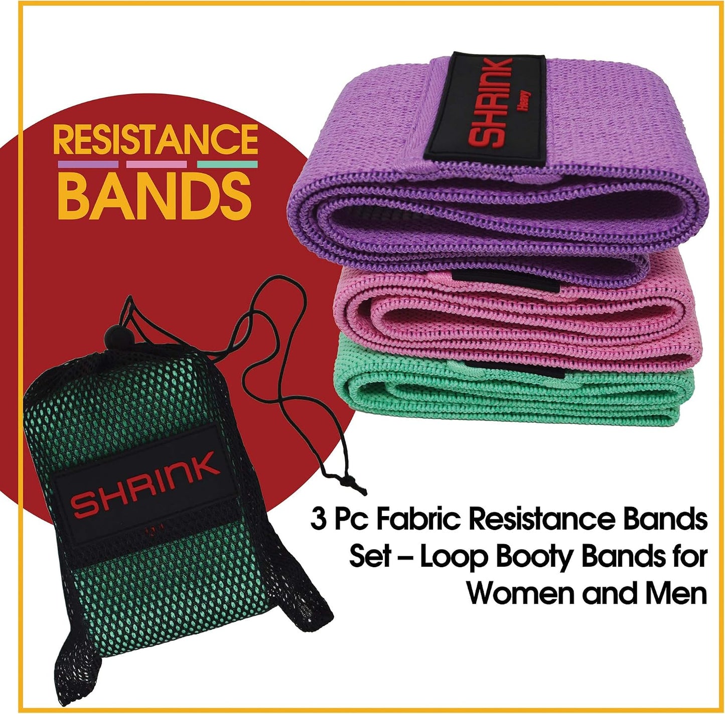3 PC Fabric Resistance Bands Set
