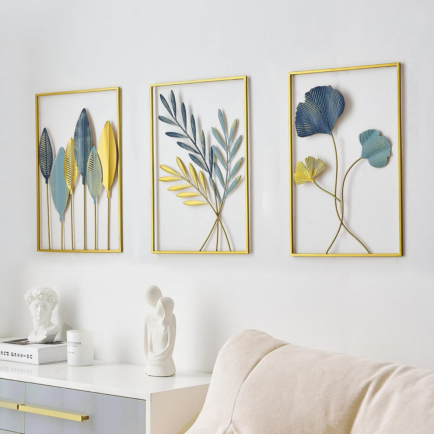Gold Metal Wall Decor Leaf Wall Hanging Decoration