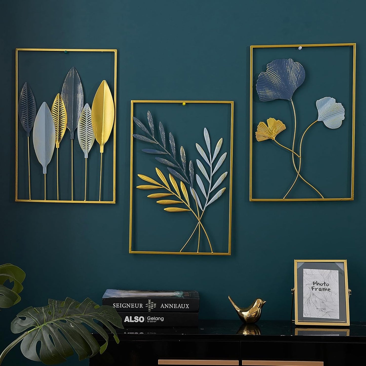 Gold Metal Wall Decor Leaf Wall Hanging Decoration