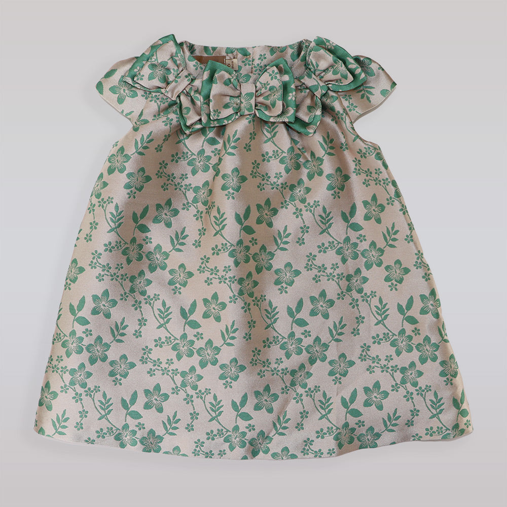 La Stupenderia Luxury Baby Girl Dress With Bow Neckline