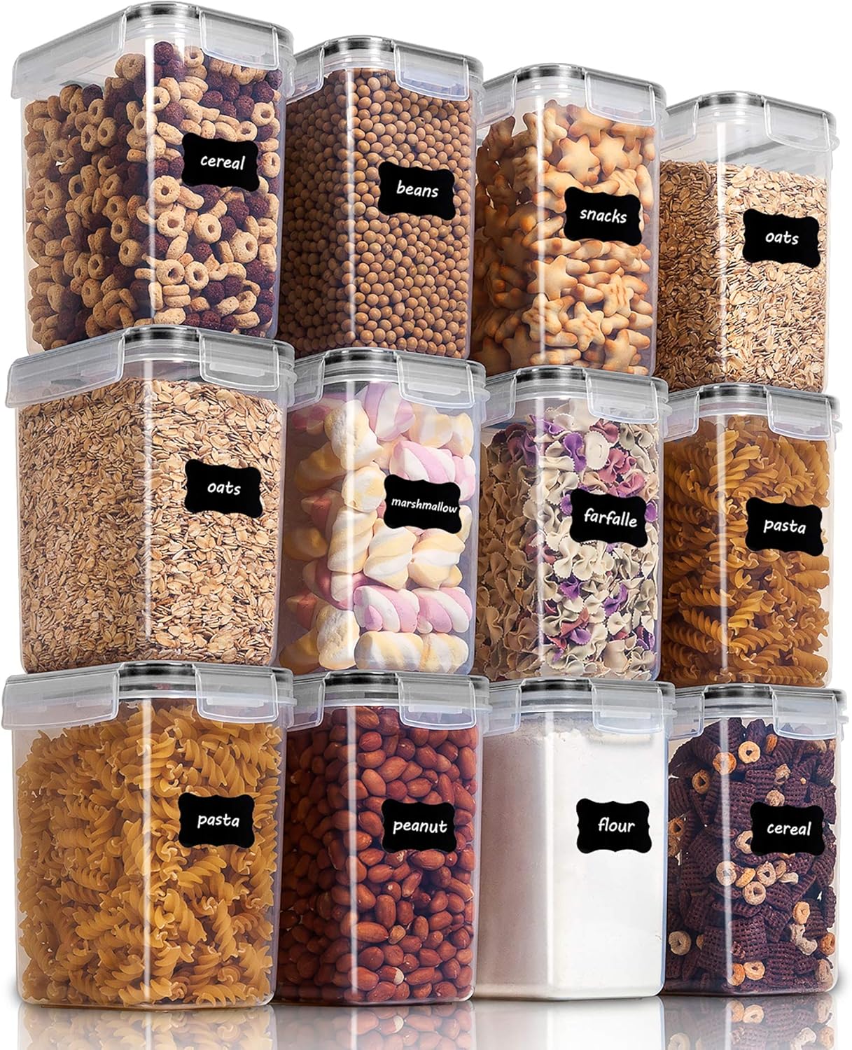 Vtopmart 12pcs 1.5qt/1.6L Plastic Food Storage Containers, Black