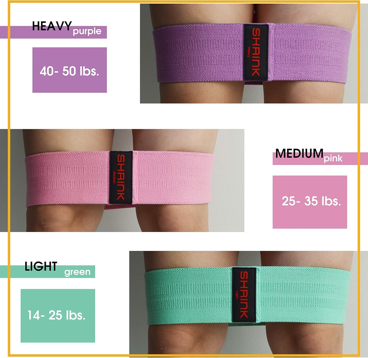 3 PC Fabric Resistance Bands Set