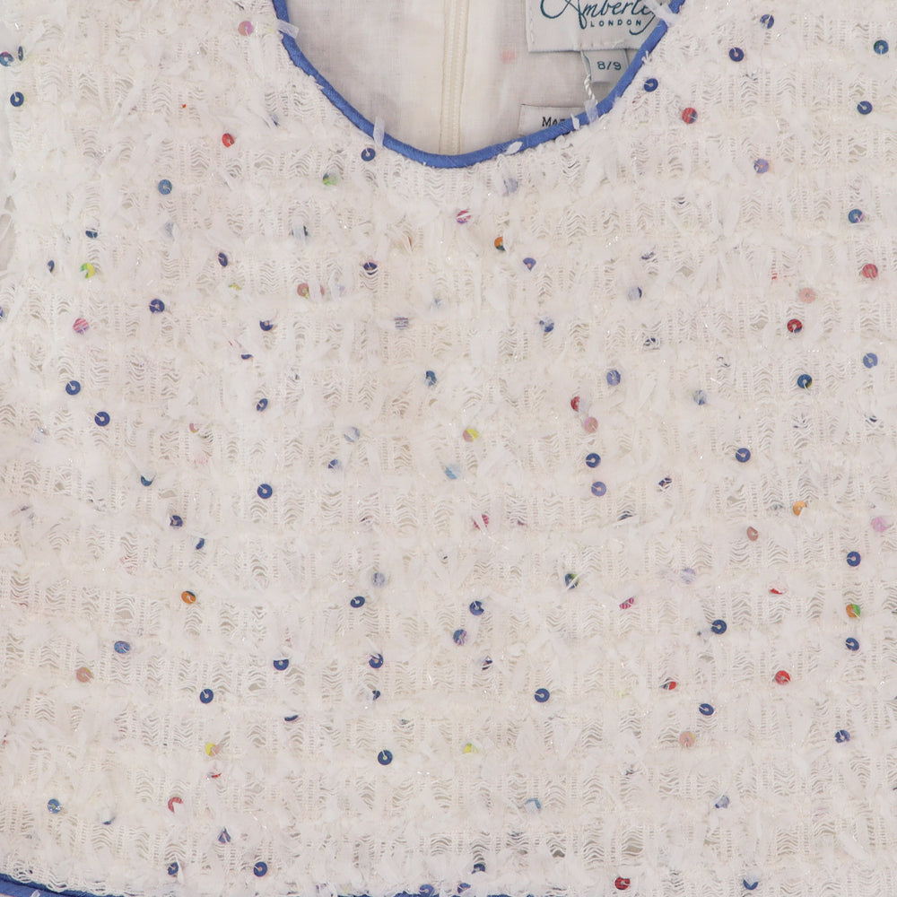 Amberley London Sleeveless Arabesque Winter Dress in Cornflower Blue