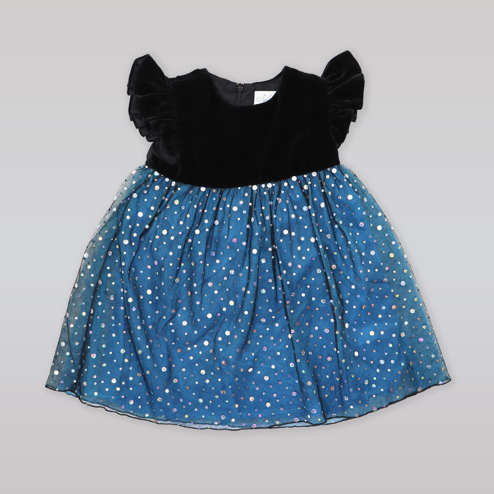 Amberley London Alessandra Girls Turquoise Sleeveless Bow Detail Party Dress