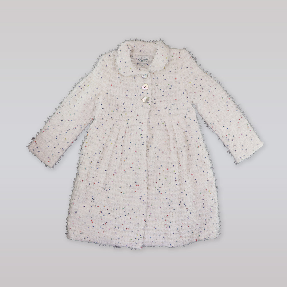 Amberley London Girls Arabesque Pattern Winter Coat in Blue