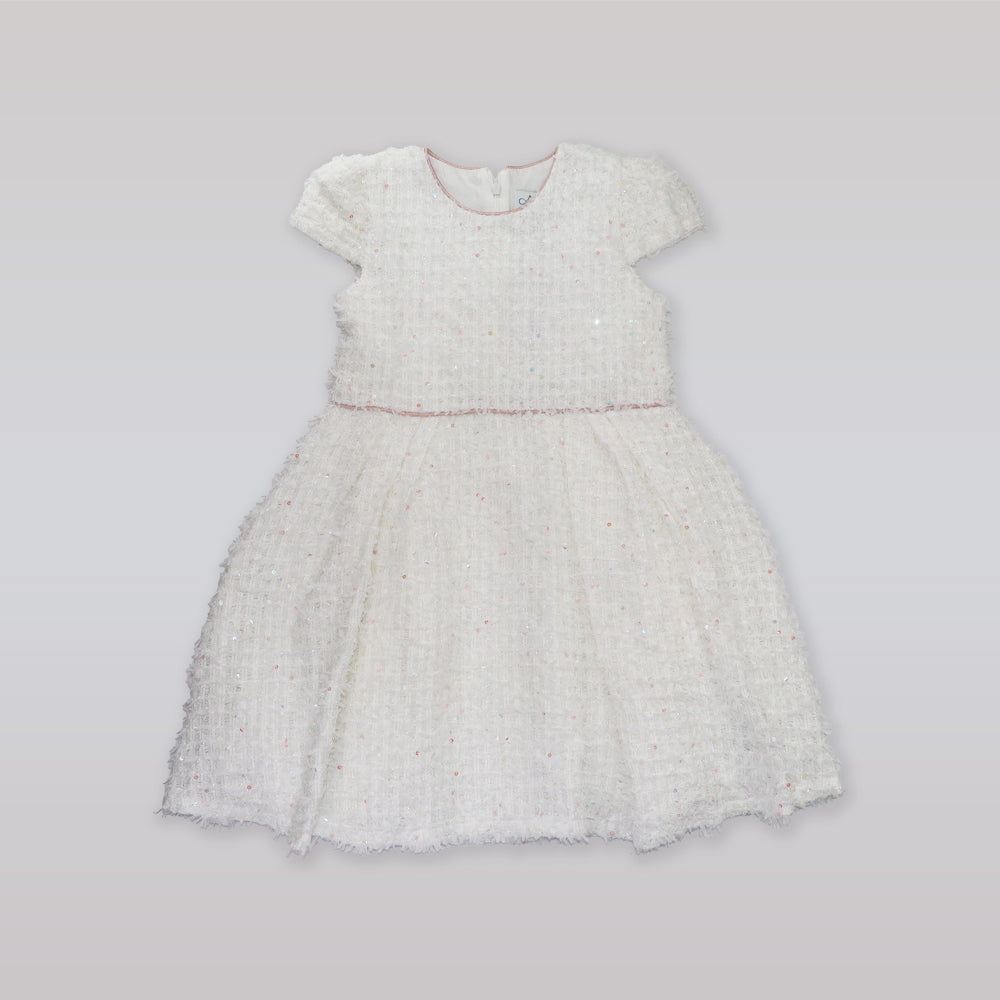 Amberley London Girls Arabesque Winter Dress in Confetti Pink