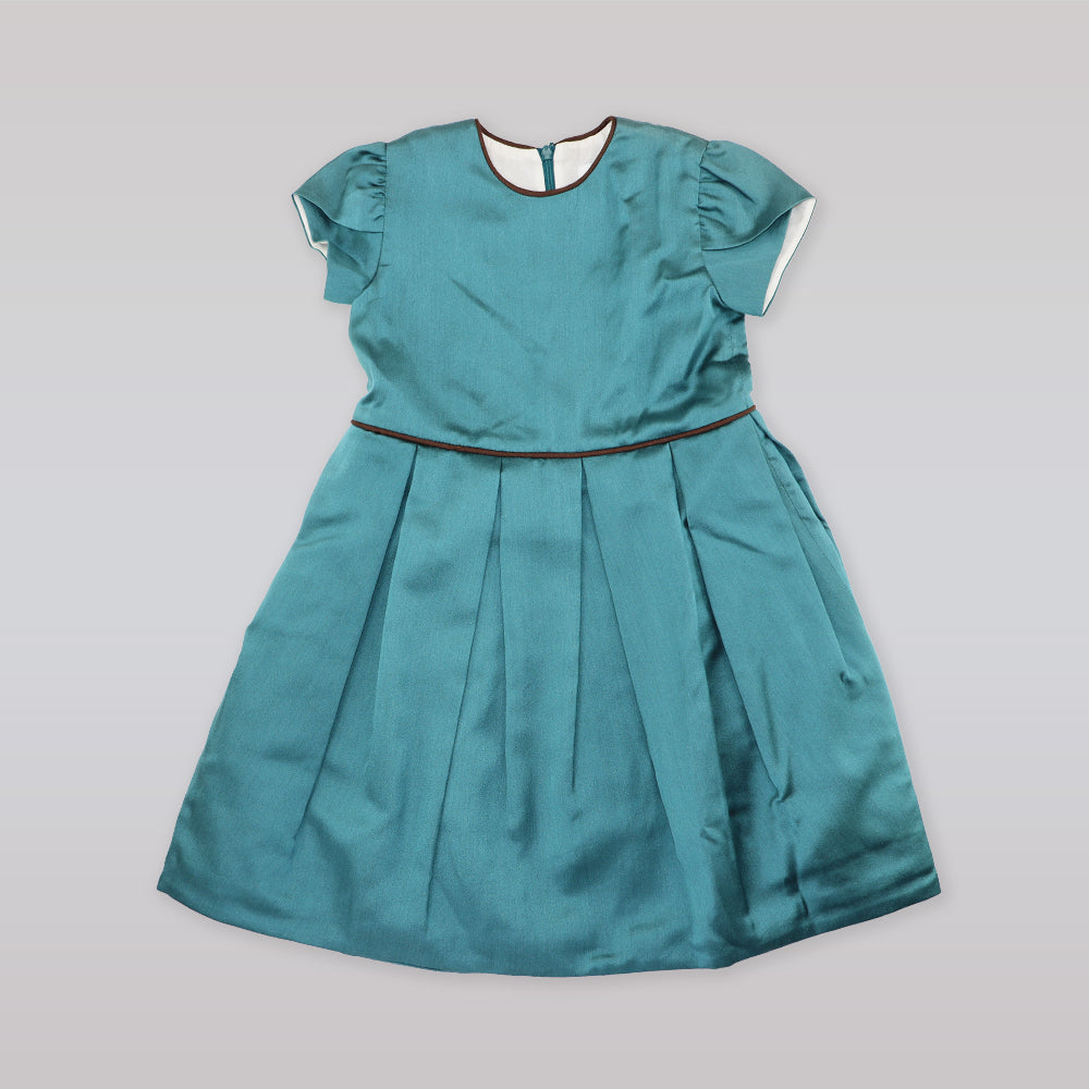 Amberley London Audrey Peacock Blue Elegant Party Dress for Girls