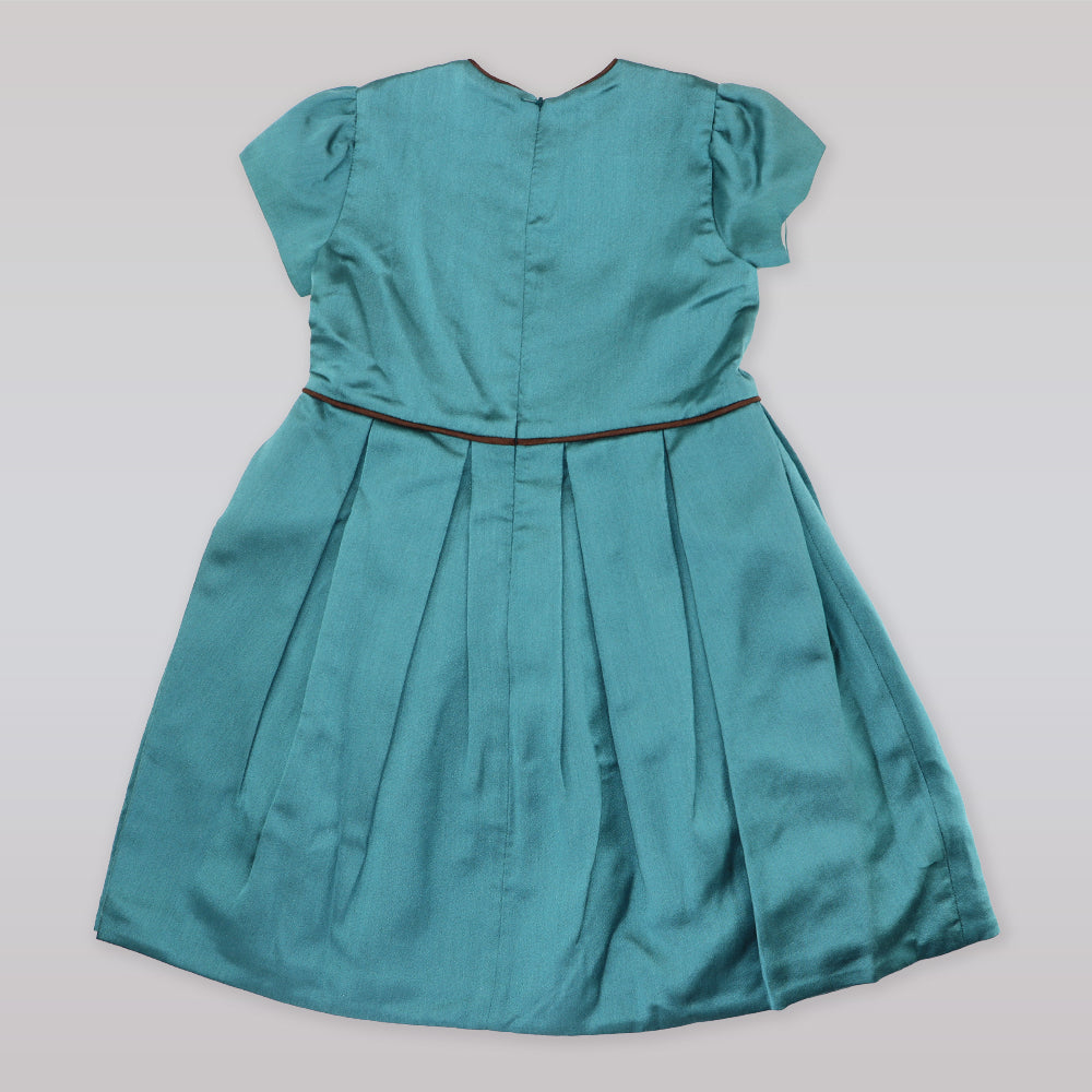 Amberley London Audrey Peacock Blue Elegant Party Dress for Girls