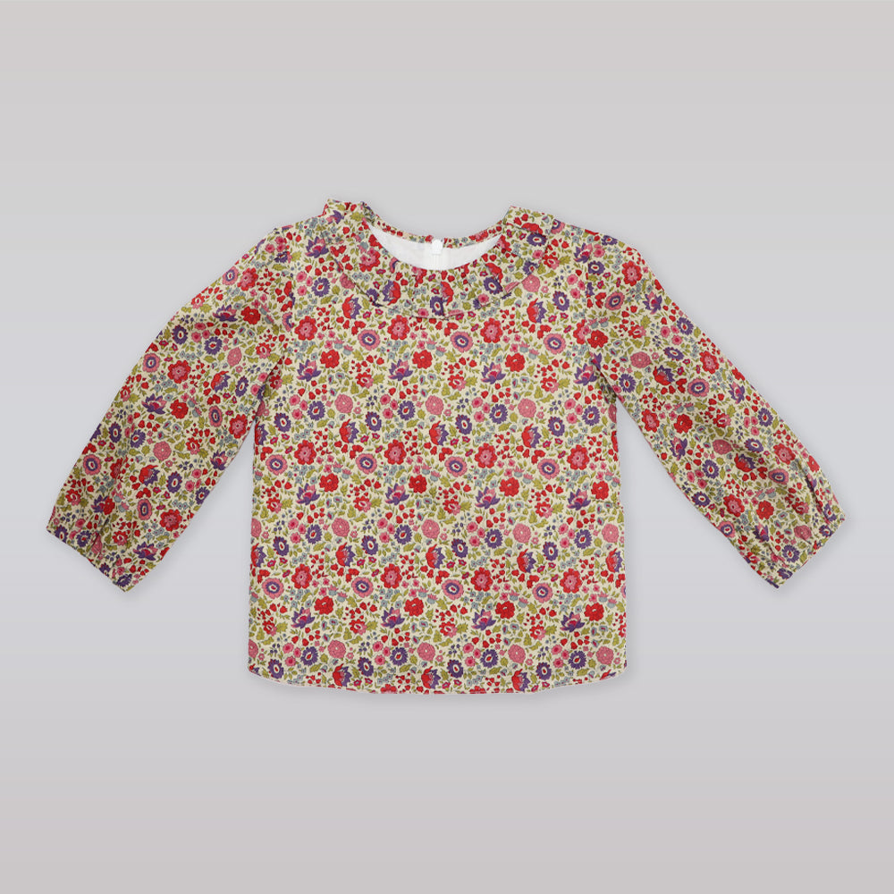 Amberley London Girls Cotswold Clematis Floral Print Long Sleeve Blouse