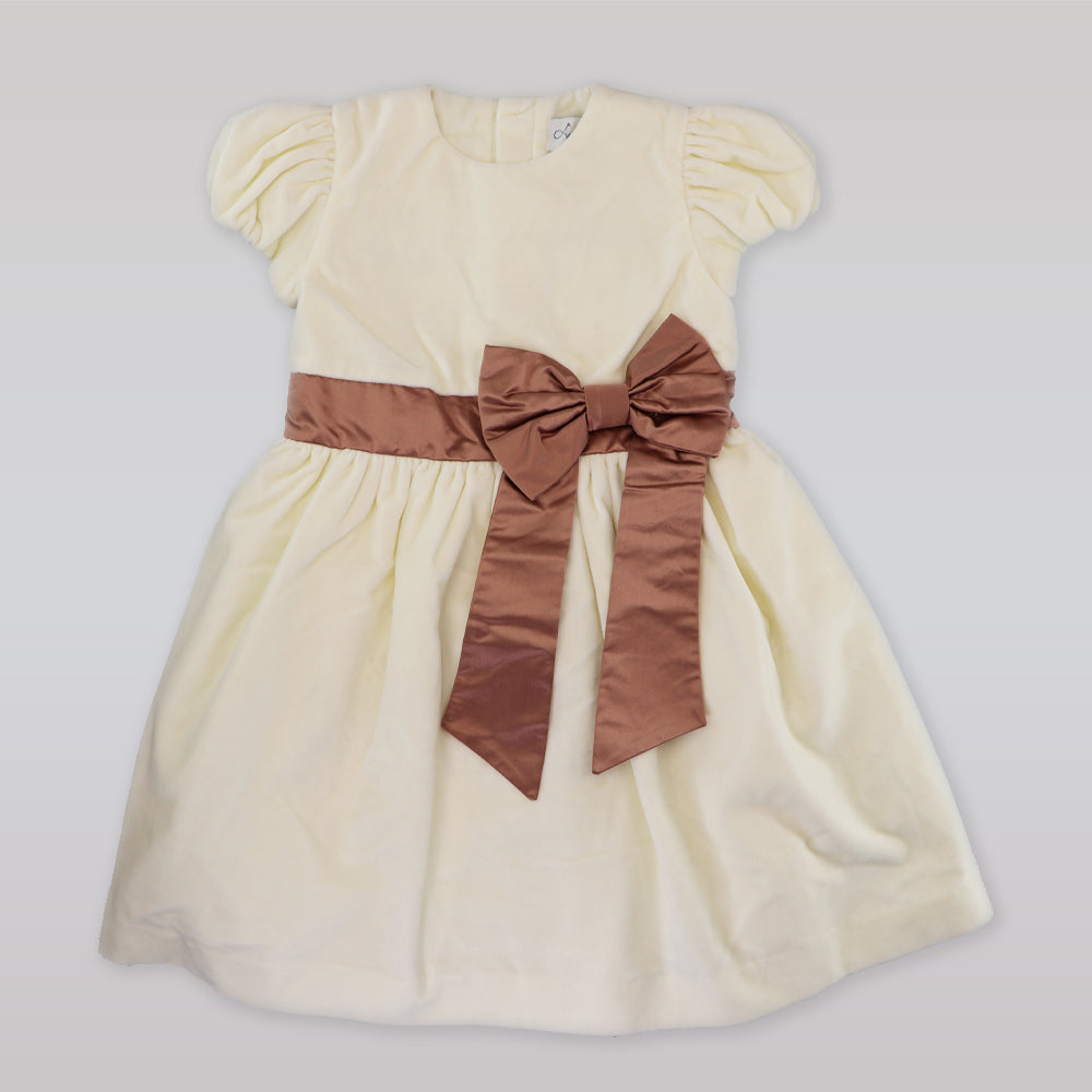 Amberley London Girls Kensington Cream Velvet Party Dress Elegant