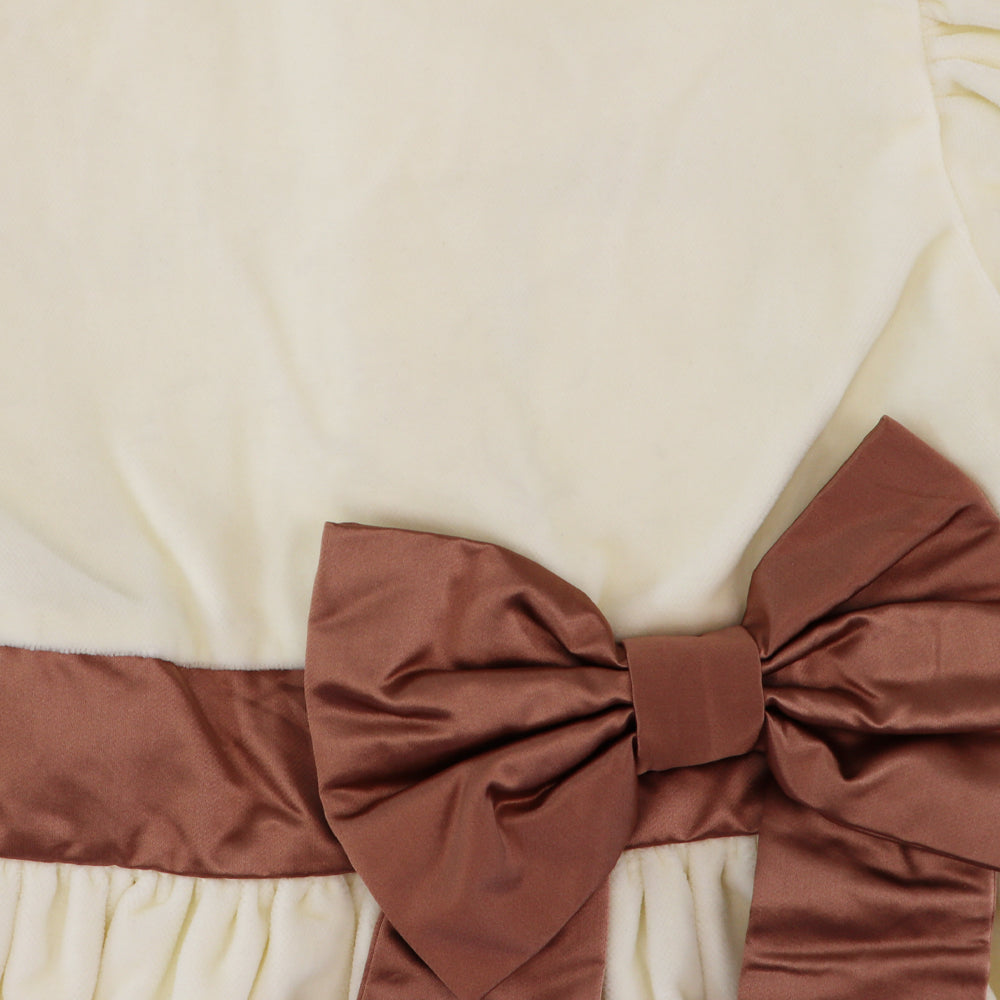 Amberley London Girls Kensington Cream Velvet Party Dress Elegant