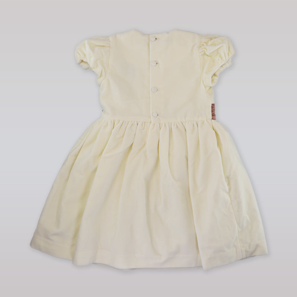 Amberley London Girls Kensington Cream Velvet Party Dress Elegant