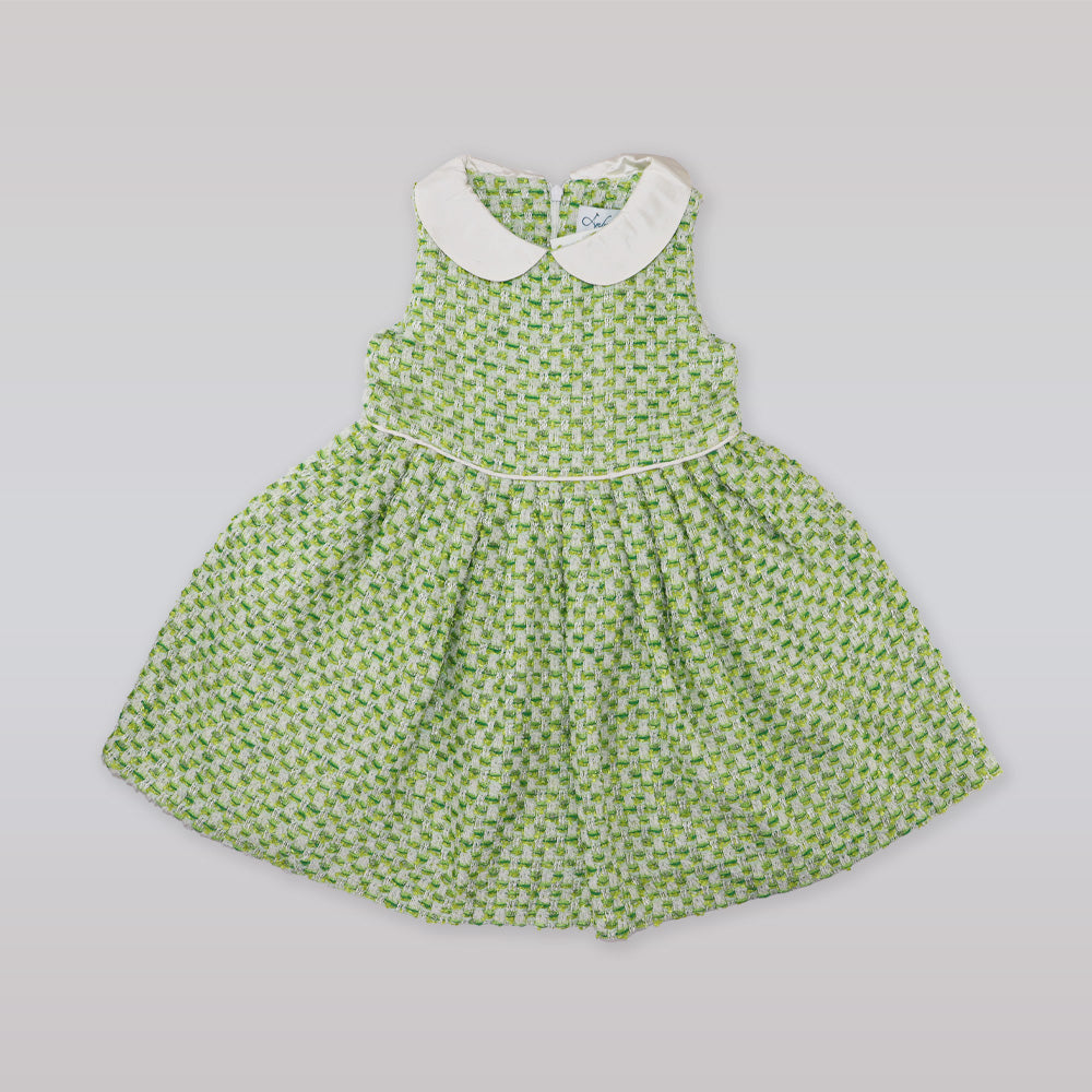 Elegant Amberley London Margot Dress in Charming Apple Green Cotton