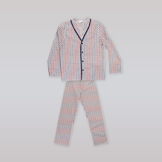 AMIKI Sam Boys Red and Navy Check Cotton Pajamas