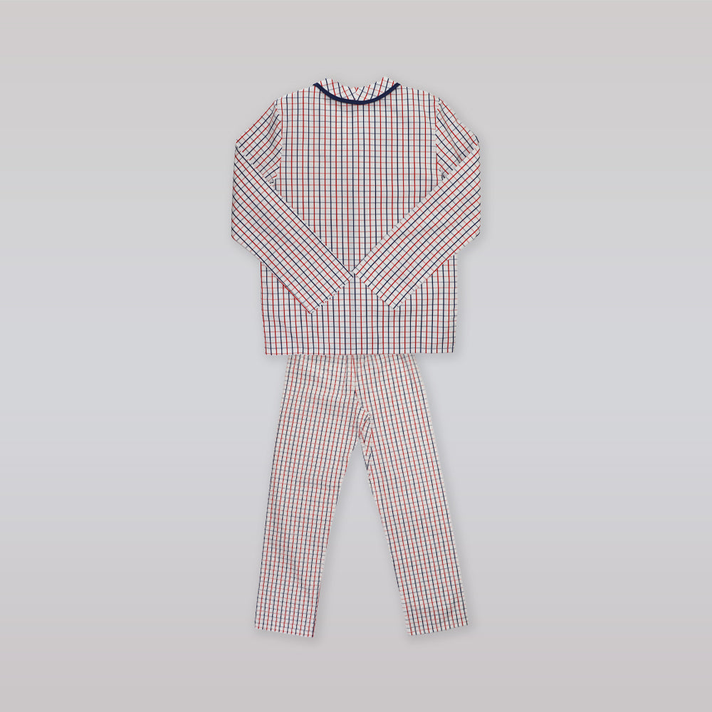 AMIKI Sam Boys Red and Navy Check Cotton Pajamas