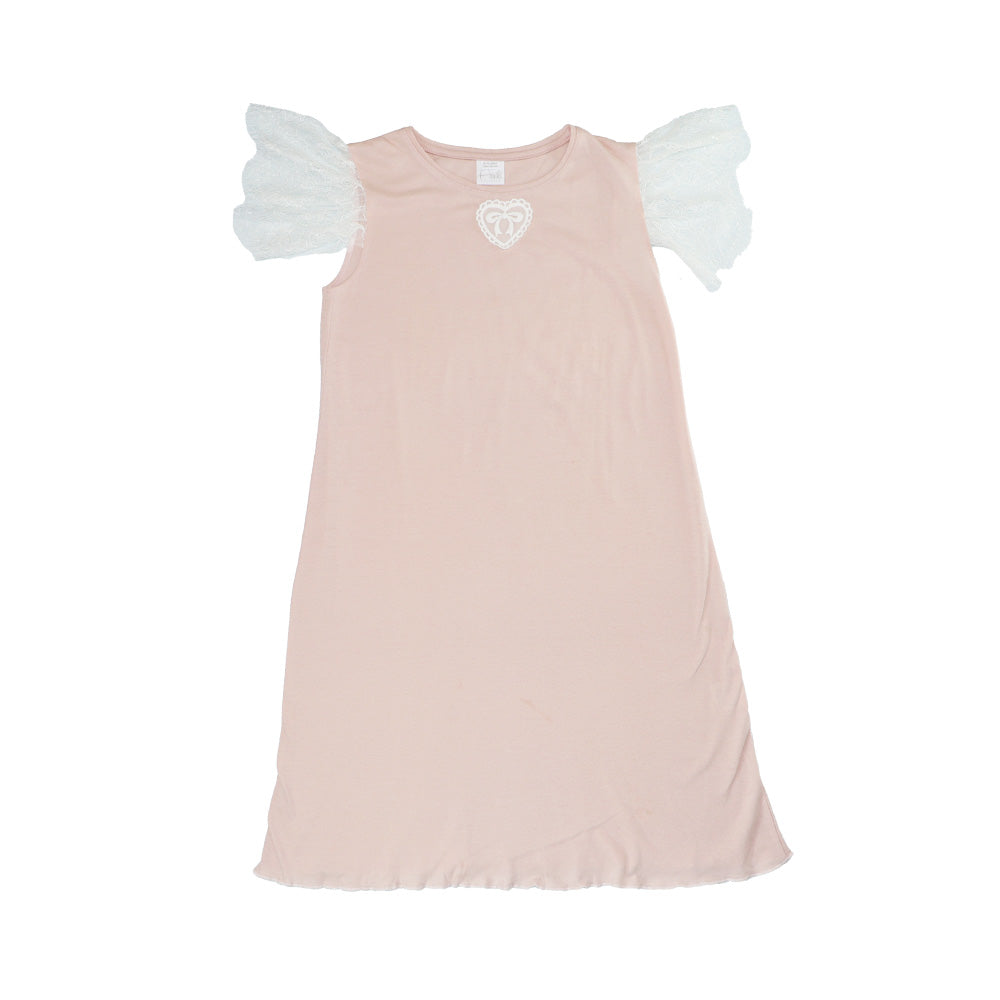 AMIKI Gloria Powder Pink Luxury Cotton Girls Nightgown Sleepwear