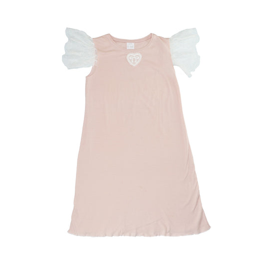 AMIKI Gloria Powder Pink Luxury Cotton Girls Nightgown Sleepwear