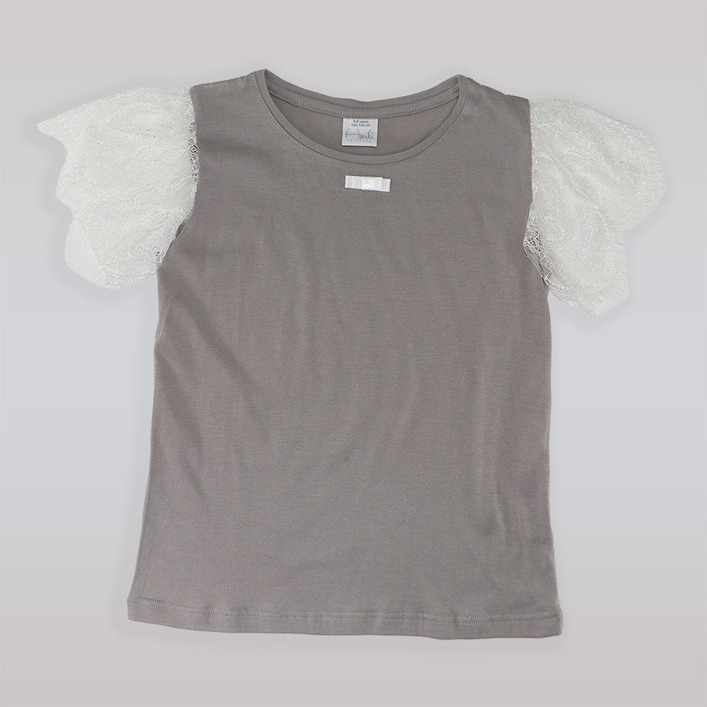AMIKI Paula Grey Elegant Silk Nightgown for Girls Sleepwear