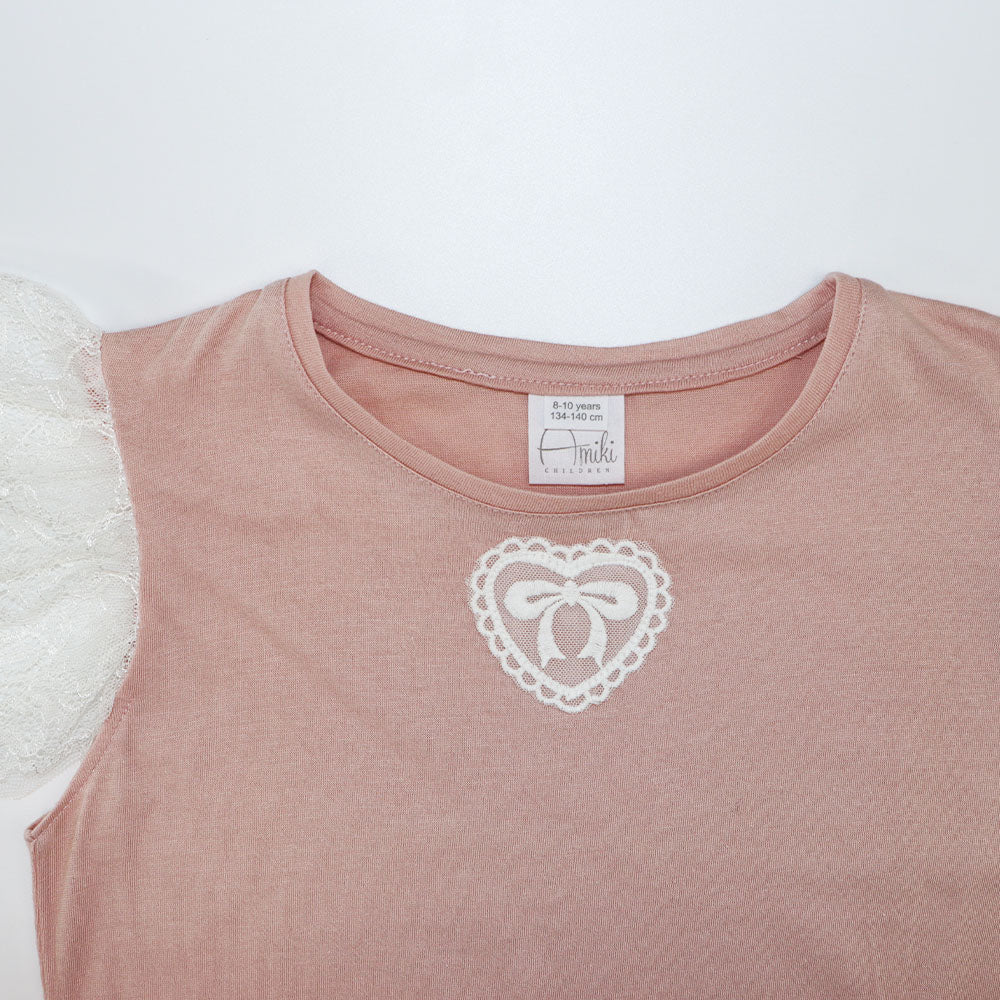 Amiki Girls Paula Powder Pink Long Sleeve Cotton Nightgown