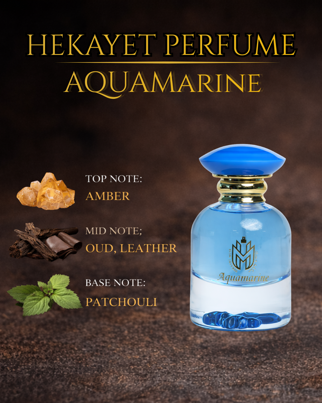 Hekayet Aquamarine Eau de Parfum 60ml – Amber Oud Leather Patchouli Unisex Perfume | Long Lasting Luxury Fragrance