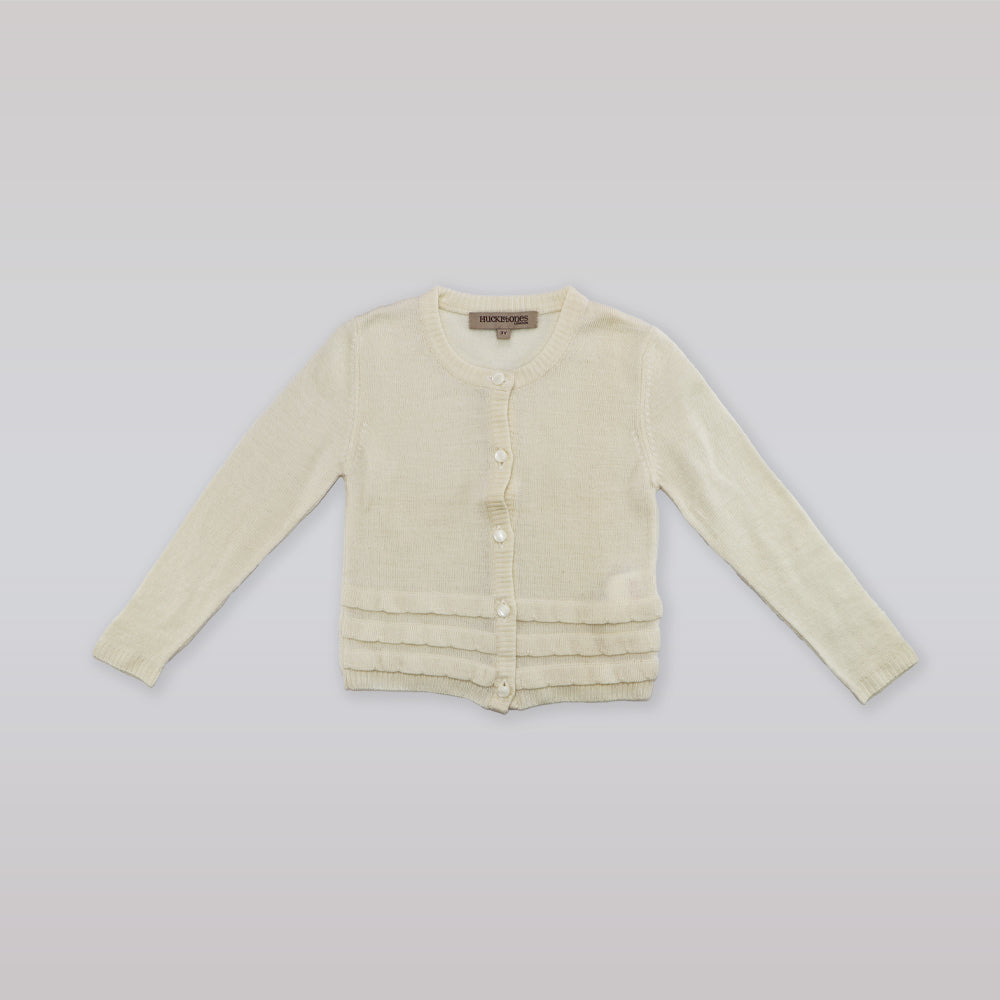 Hucklebones Ivory Knit Cardigan for Girls Aged 3-4 Years